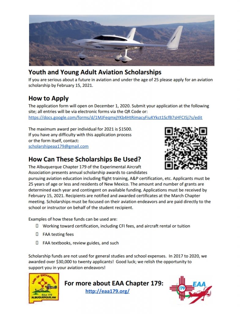 Chapter 179 Aviation Scholarships 2022 Program EAA 179